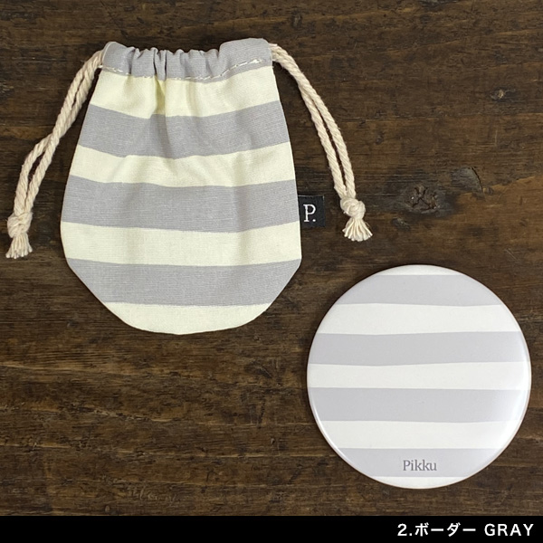 Pikku ラウンドミラー コンパクトミラー 丸型 おしゃれ かわいい 缶