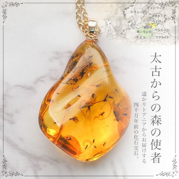 虫入り琥珀ネックレス 送料無料 シルバー Silver925 コレクション