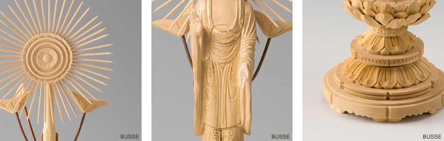 仏像 阿弥陀如来 東 柘植製/ツゲ 丸座 3寸 金泥書 真宗大谷派/東派
