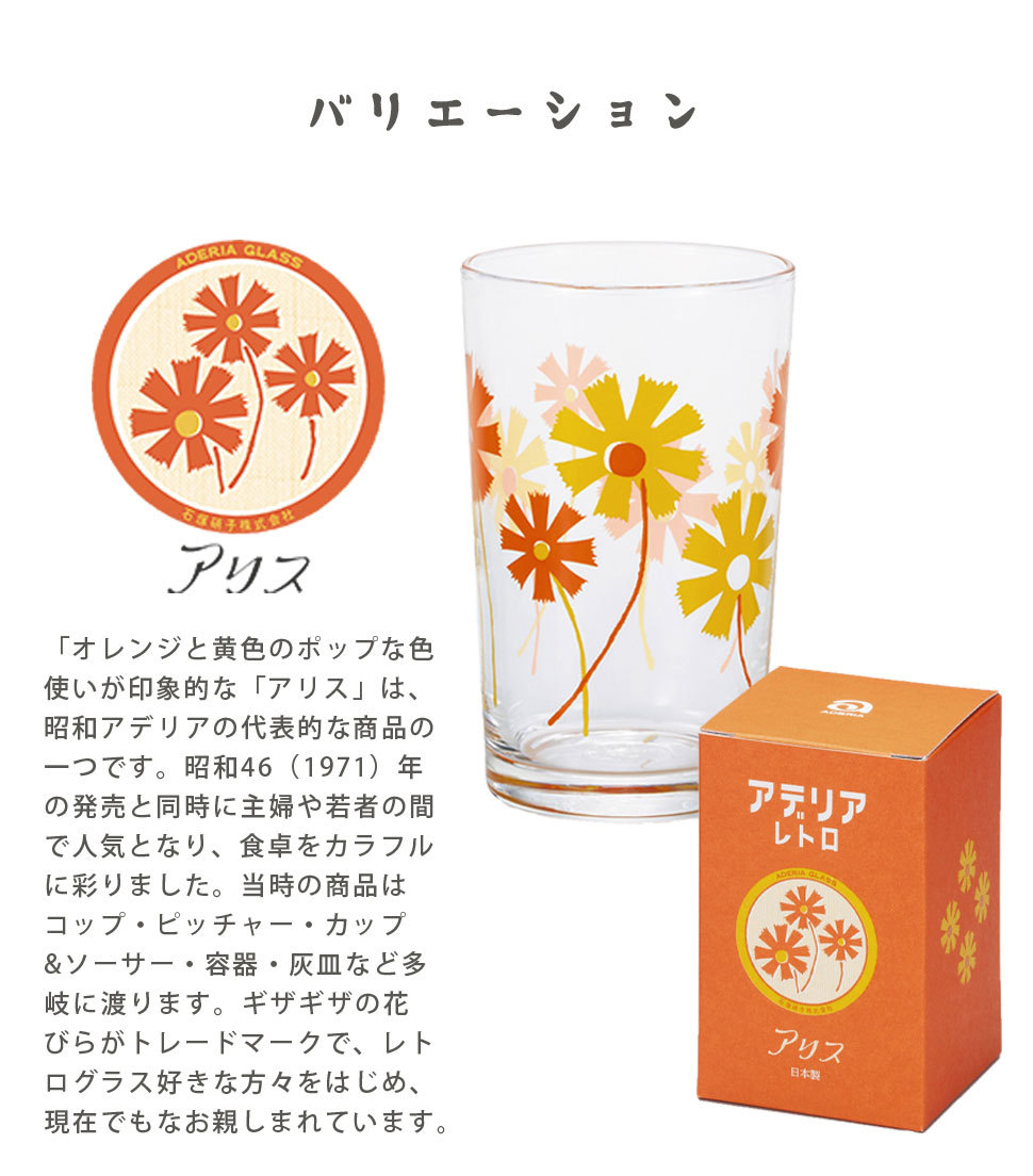 ADERIA アデリア レトロ グラス 中コップ8 200ml おしゃれ カラフル