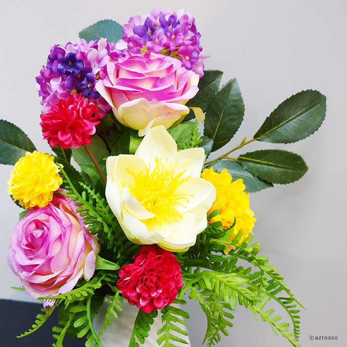 アスカ商会 仏花 造花 菊 蓮 ローズ クレマチス 赤 ピンク 白 紫 黄