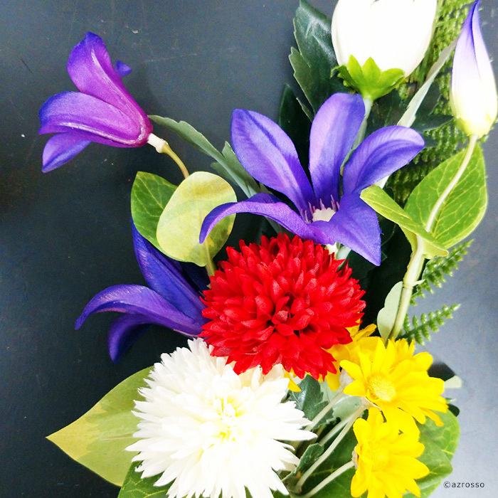 アスカ商会 仏花 造花 菊 蓮 ローズ クレマチス 赤 ピンク 白 紫 黄
