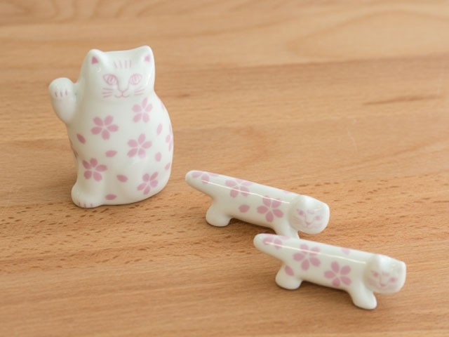Lisa Larson（リサラーソン） まねくねこのこ 招き猫 陶器 置物 ブルー