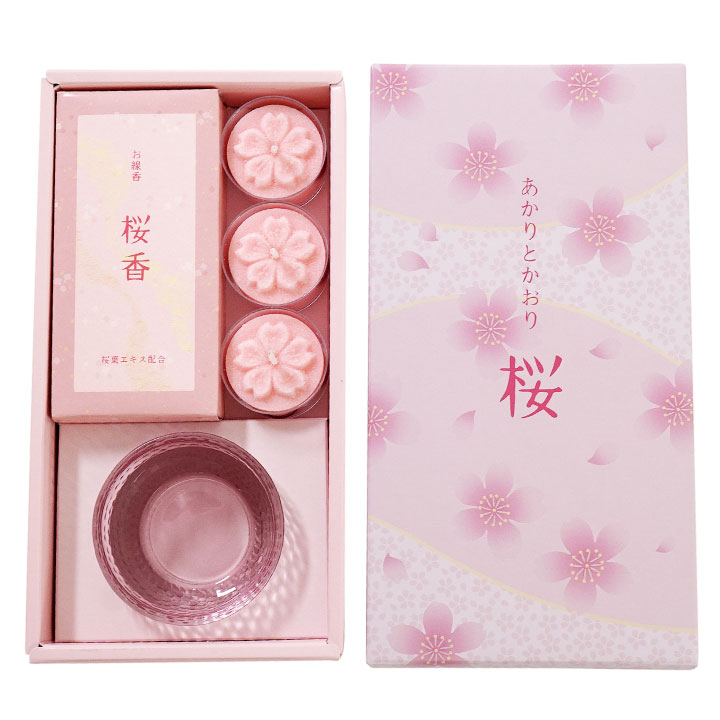 お供え ろうそく 線香 セット あかりとかおり 箱入 桜 蓮 お悔み