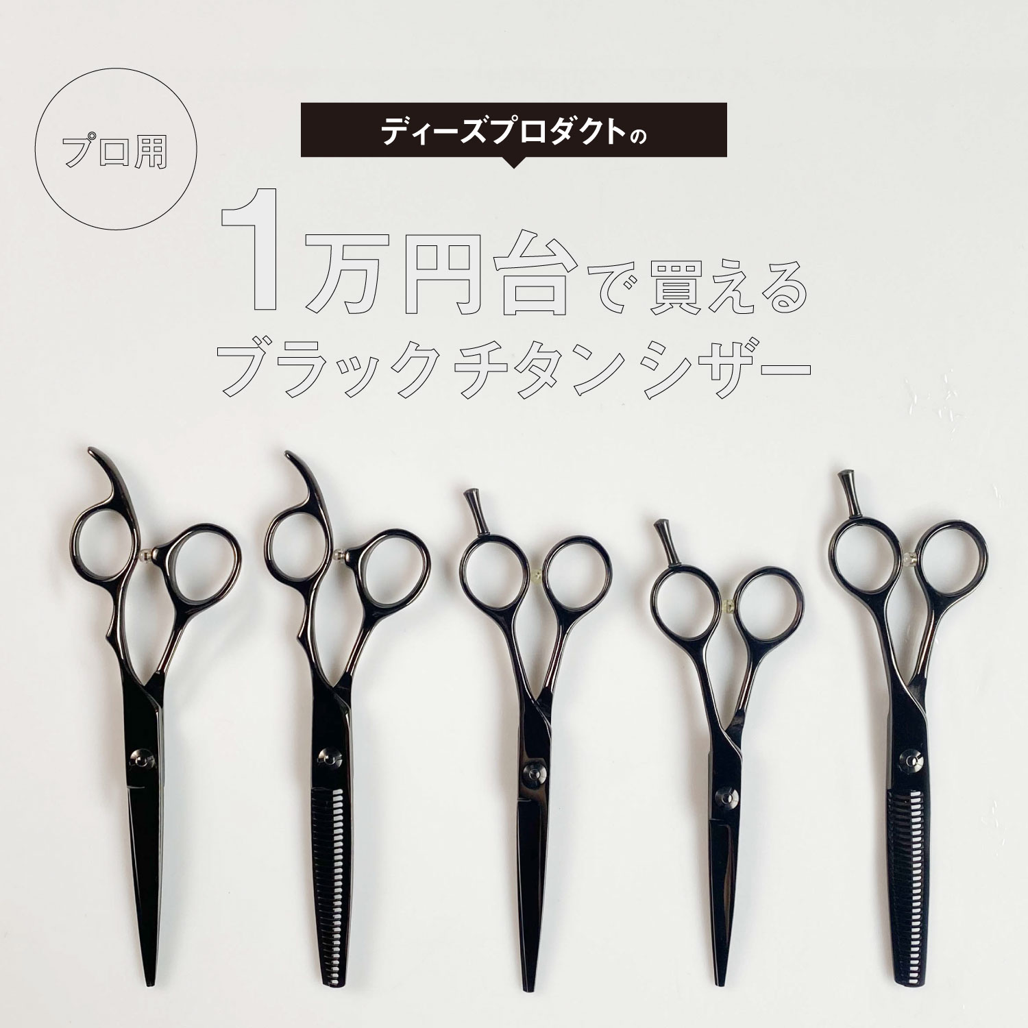 DEEDS プロ用 美容師 GTZ ブラックチタン シザー セニング セット（5.5