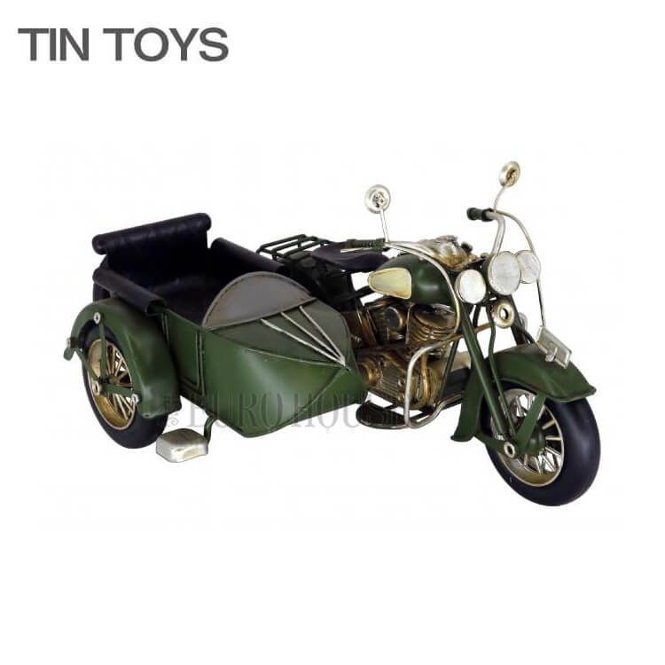 ブリキのおもちゃ バイク bike side car サイドカー 置物 オブジェ