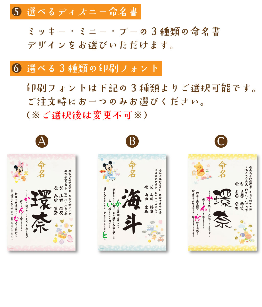 命名書 名入れ ポエム 命名紙 印刷代筆 ディズニー 出産祝い ギフト