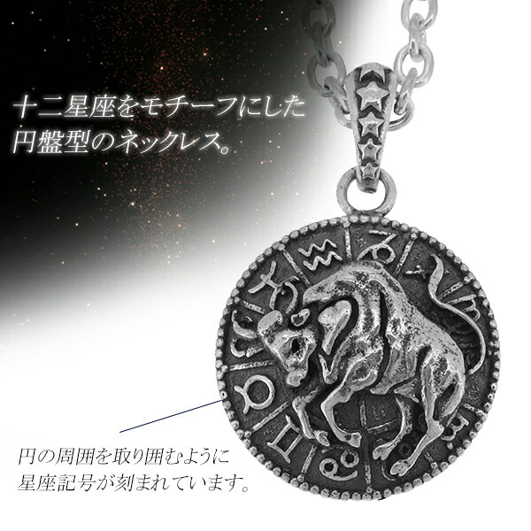 星座 ペンダントトップ メンズ ブランド 12星座 円盤 ペンダント