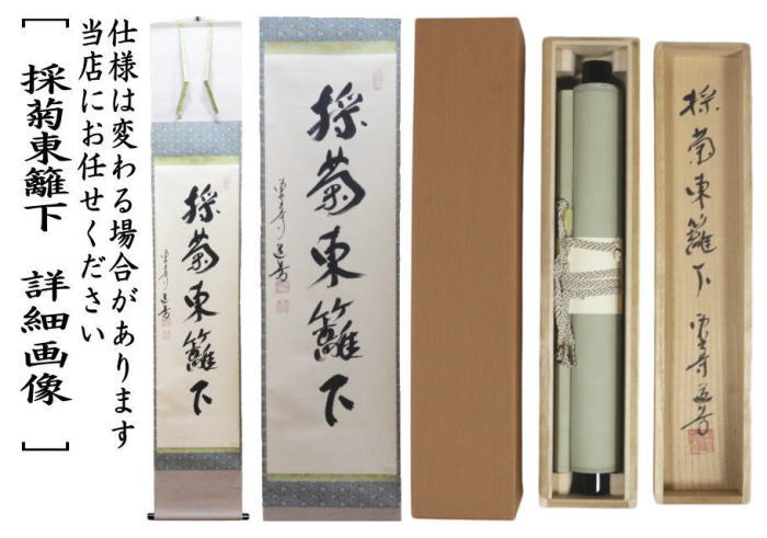 茶道具 掛軸 掛け軸 一行 採菊東籬下 上野道善筆 茶道 : 茶道具いまや