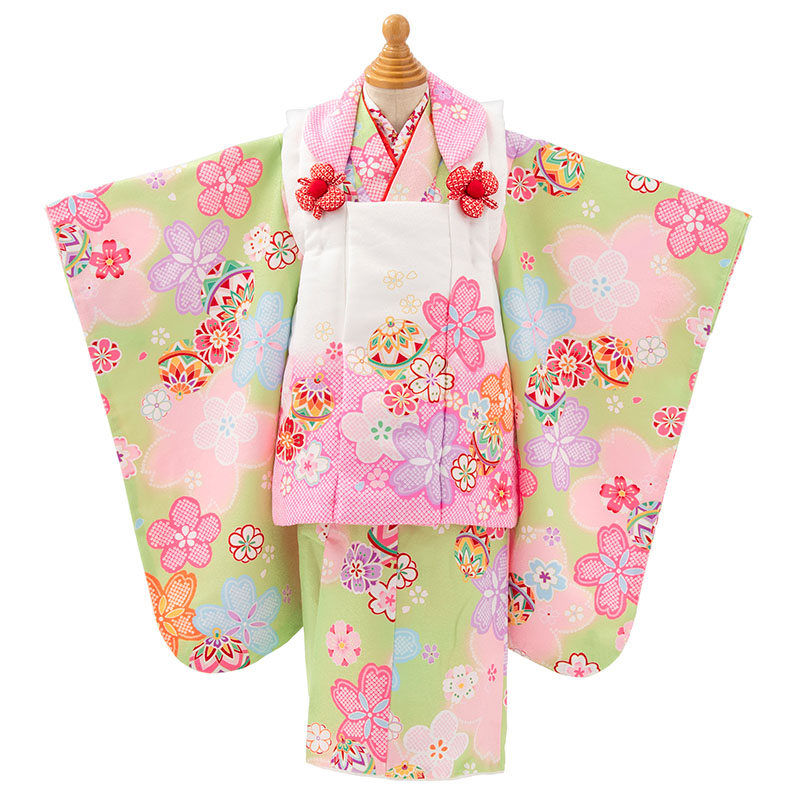 七五三 着物 3歳 被布 セット 女の子 フルセット 花 鞠 ホワイト