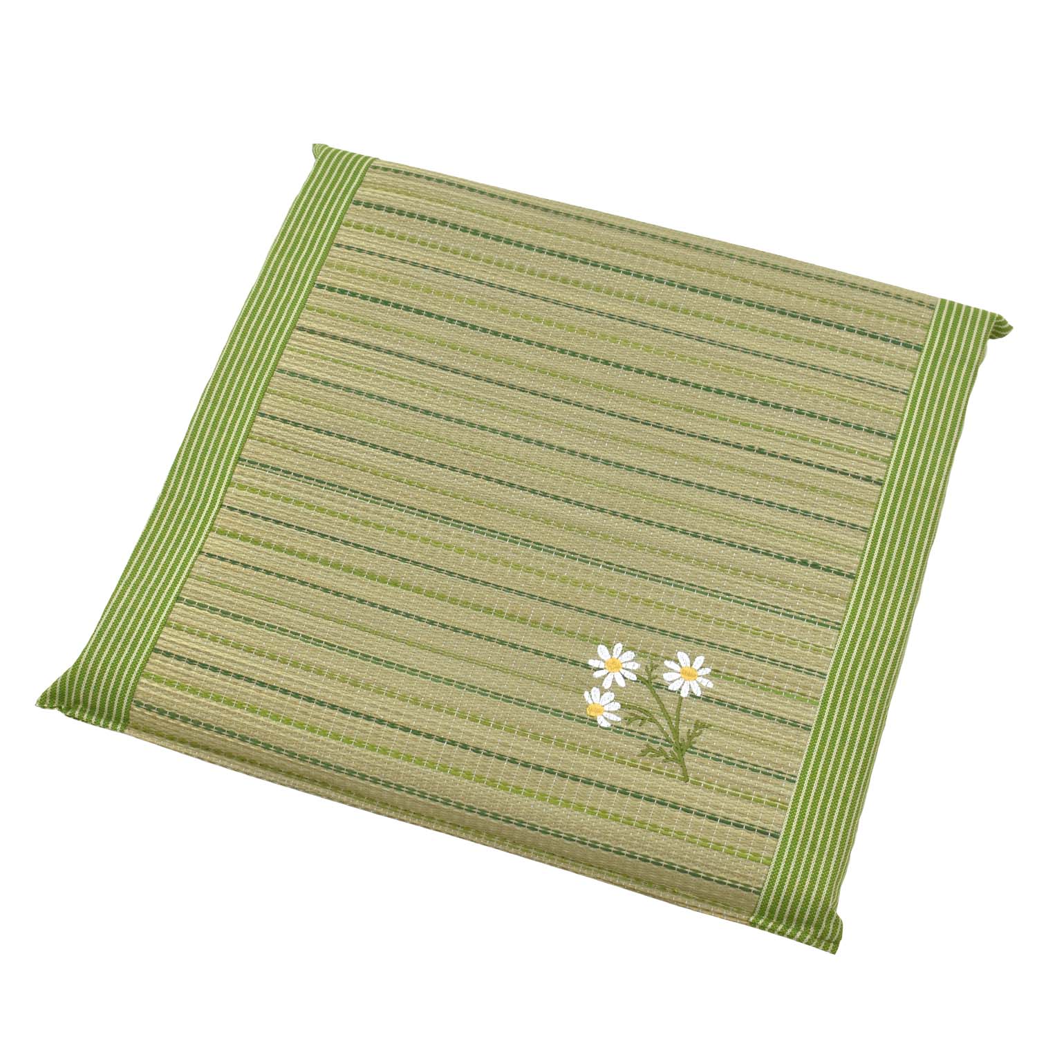 い草 座布団 50×50cm 4枚組 セット クッション ワンポイント 刺繍