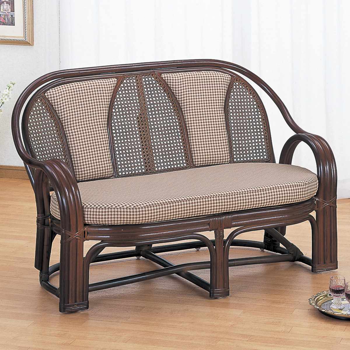 今枝商店 籐 ラブソファ 2人掛けクッション付 幅114cm （ 家具