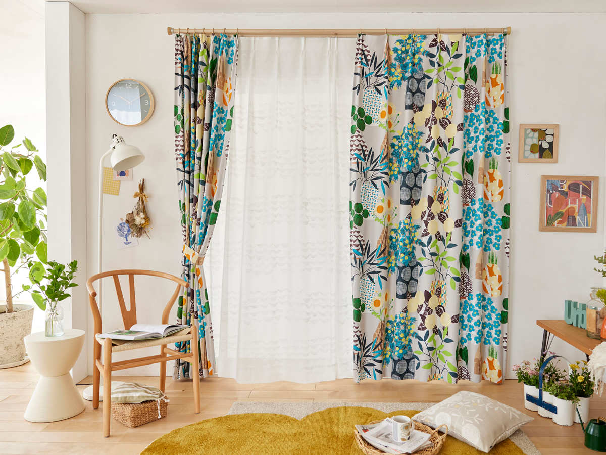 スミノエ カーテン フラワーポット 遮光2級 100×135cm 1枚入り