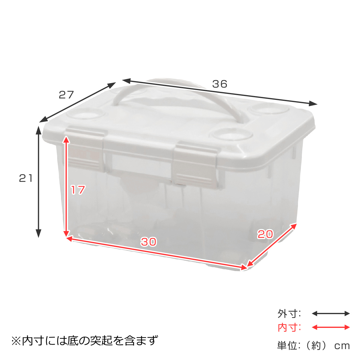 天馬 収納ボックス 幅36×奥行27×高さ21cm フタ付き 持ち手付き