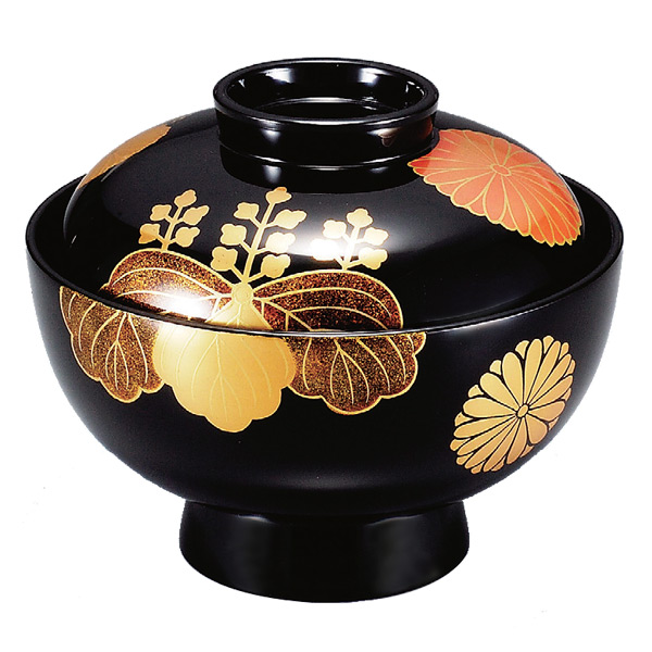 吸い物椀 お椀 木製 黒漆塗 高台寺見返し菊 吸い物 椀 漆塗 磨蒔絵 本