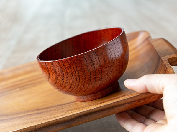 汁椀 470ml 木製 すべらん椀 ノンスリップ 都型 山中塗 （ 椀 木 滑り