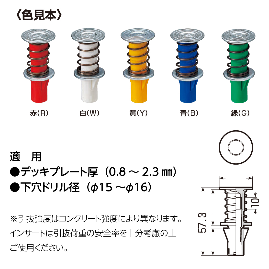 法人限定) NDB-3 ニューカラーインサート 型枠用 W3/8 50個位入 赤・白