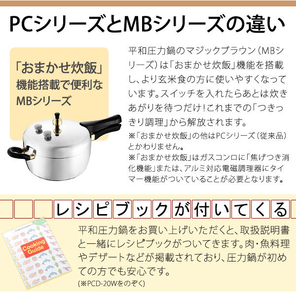 平和圧力鍋マジックブラウンMB-420（直炊8合炊・内鍋5合炊）＋新・特選