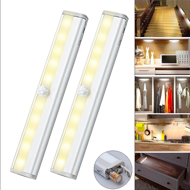 人感センサーライト 2個セット 10LED 乾電池式 LED 照明 室内 玄関