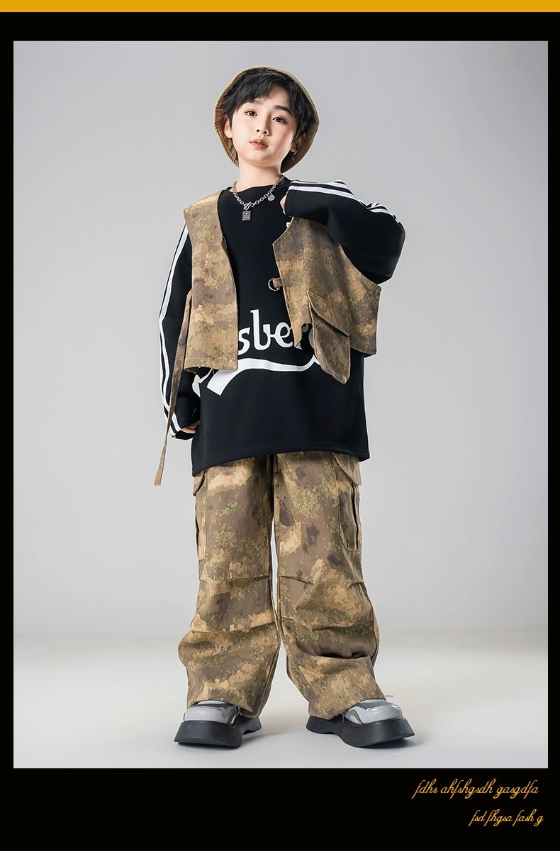 ヒップホップ ダンス衣装 セットアップ ガールズ 男の子 迷彩