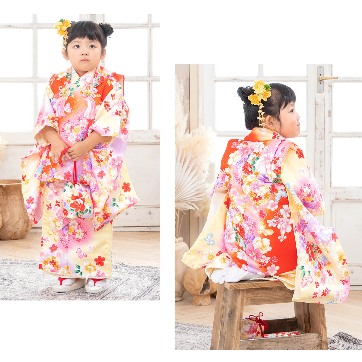 SOUBIEN（創美苑） レンタル 七五三 女の子 3歳 着物 被布 フルセット