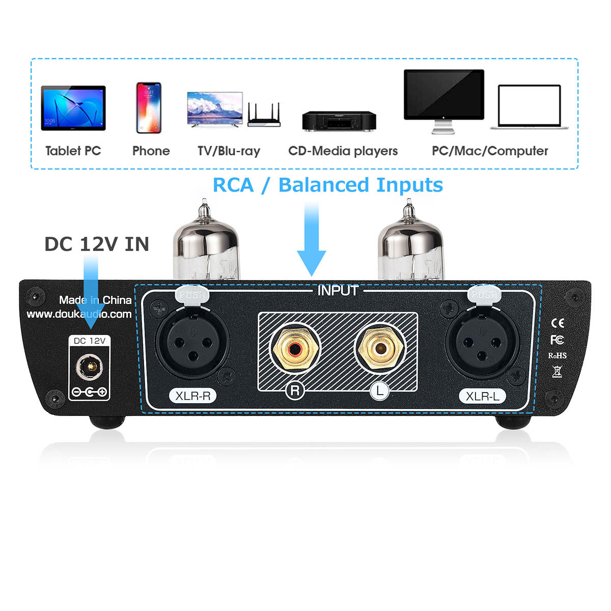 DOUK AUDIO 6N3 ヘッドセット用 HiFi 真空管 ヘッドホンアンプ