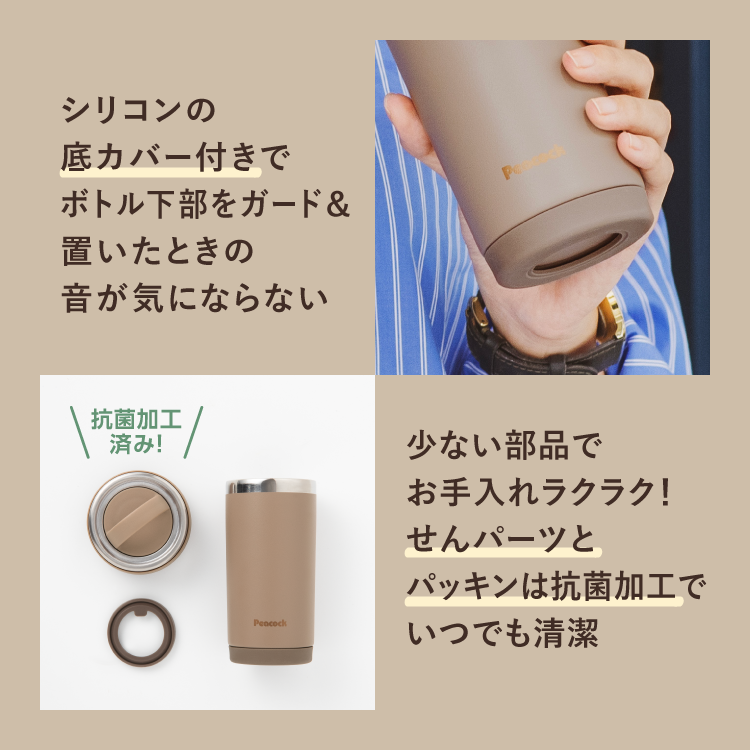 ピーコック魔法瓶工業 水筒 タンブラーボトル 400ml 保温力 洗いやすい