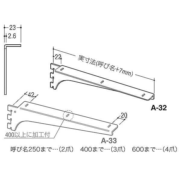 ロイヤル 棚受け ROYAL/ロイヤル ウッドブラケット A-32/33 (L=250