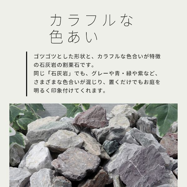 ミックスカラーロック 150-250mm 90kg (18kg×5箱) / 庭石 おしゃれ 庭