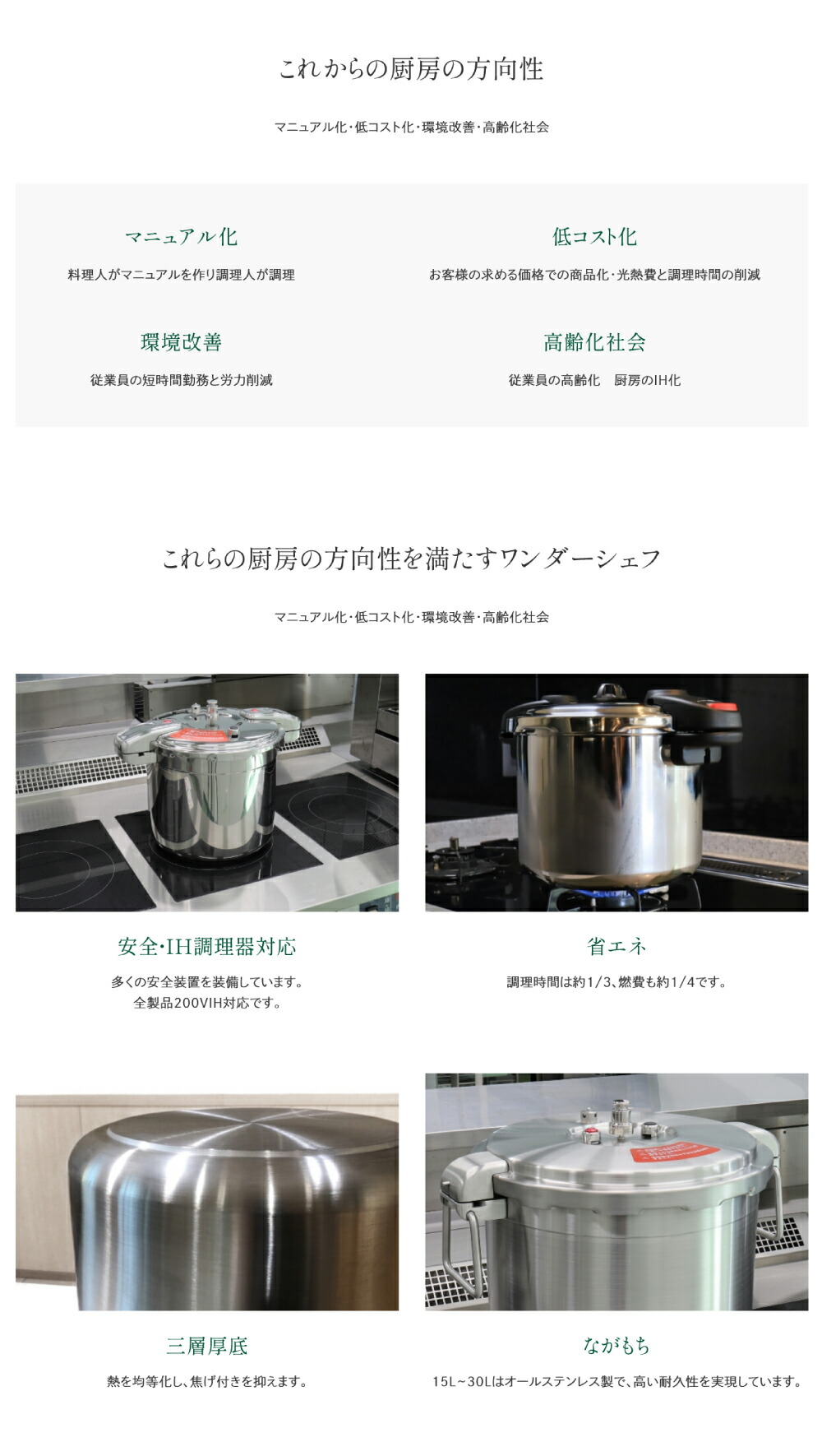 ワンダーシェフ プロミドル 業務用 両手圧力鍋 8L (NMDA80) : オフィス