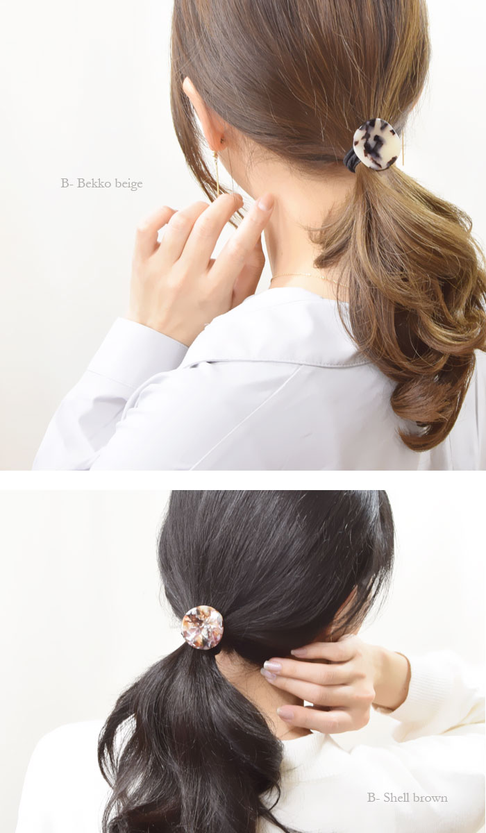 BLAZE デザイン ラウンド ヘアゴム べっ甲 ＆ シェル ヘアアクセサリー