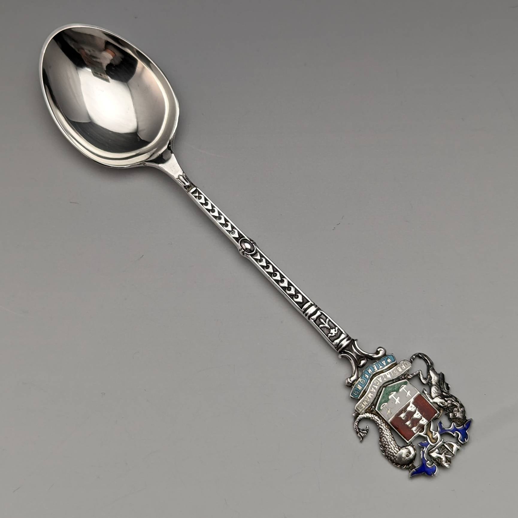 1938年 英国ヴィンテージ 純銀製 エナメル装飾 スーベニアスプーン