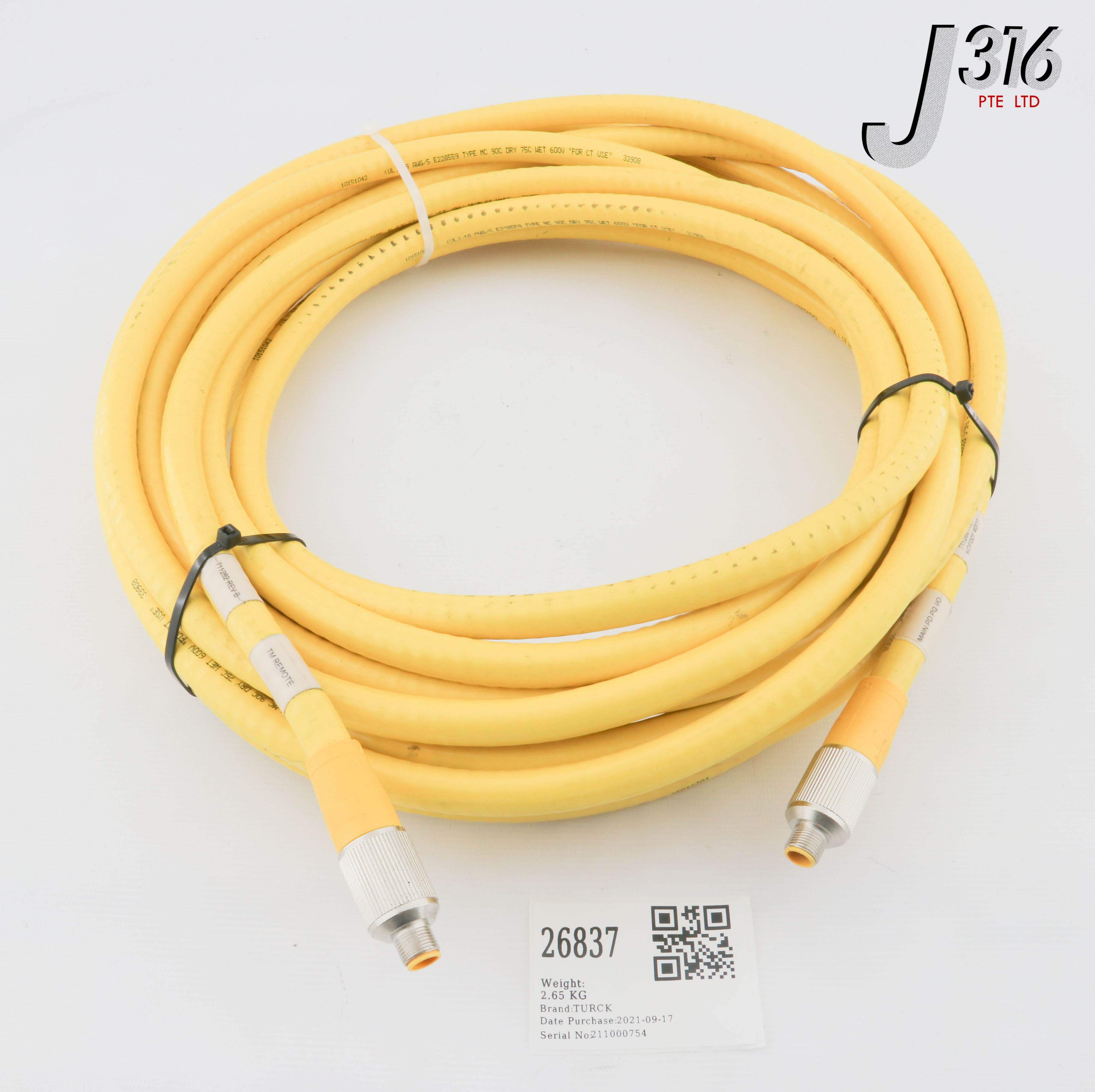 26837 TURCK CABLE ASSY, LENGTH: 10M, TM REMOTE, MAIN PD PQ I/O U