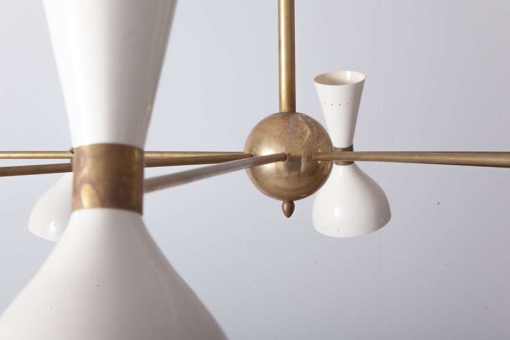 stoop | Mid-Century Modern Italian Stilnovo Style Eight-Arm Brass