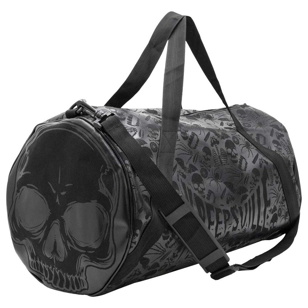 Skull Black Barrel Bag by Kreepsville