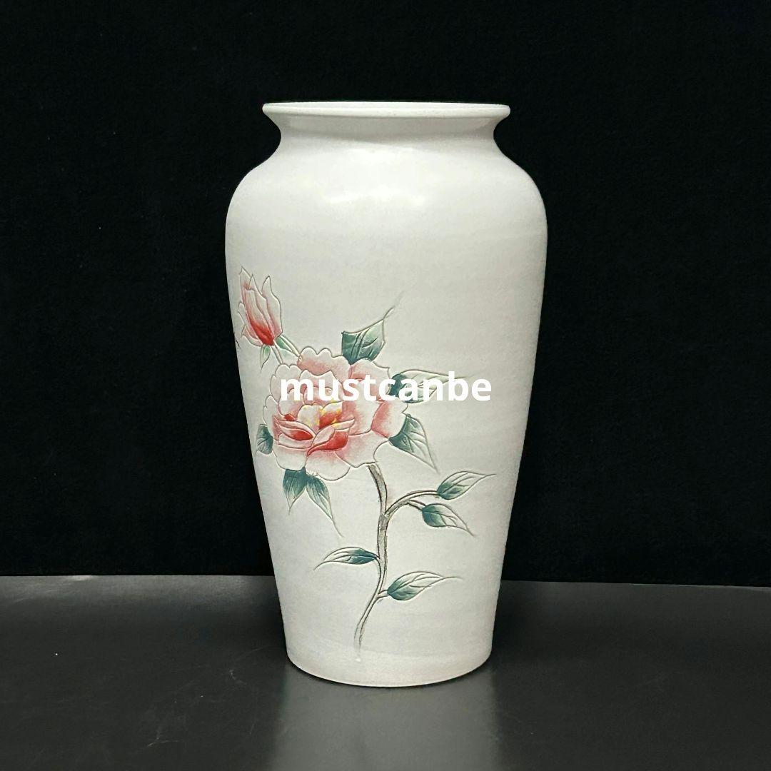 景徳鎮 手画刻彫花瓶 挿花器 装飾品 現代工芸品 美術品 置物 ke2006-1a.jpg