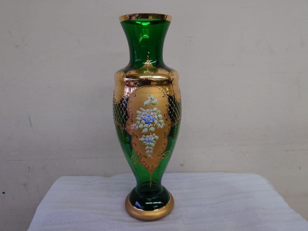 イタリア製　緑色ガラス花瓶 金箔装飾 Murano vase gold - Etsy 日本