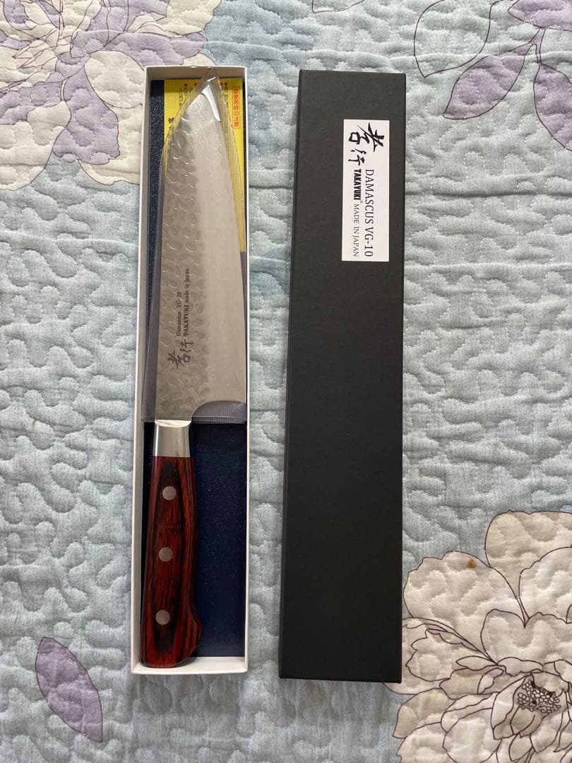 TAKAYURI ダマスカス三徳包丁 180mm 堺 孝行 VG10 33層 ダマスカス 三徳包丁 180mm マホガニー柄 – 清助