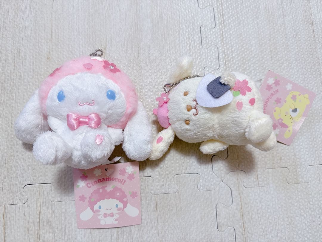 サンリオ　お花見マスコットホルダー　桜　シナモン　ポムポムプリン サンリオ お花見マスコットホルダー 桜 シナモン ポムポムプリン