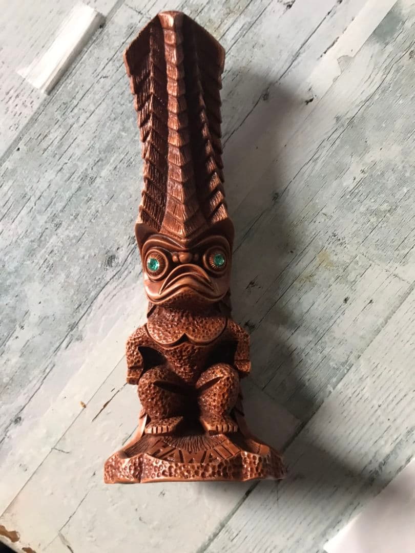 ニュージーランドで購入したマオリ族の木彫り置物2 ニュージーランド マオリ族 Tiki 置物 木彫り インテリア オブジェ