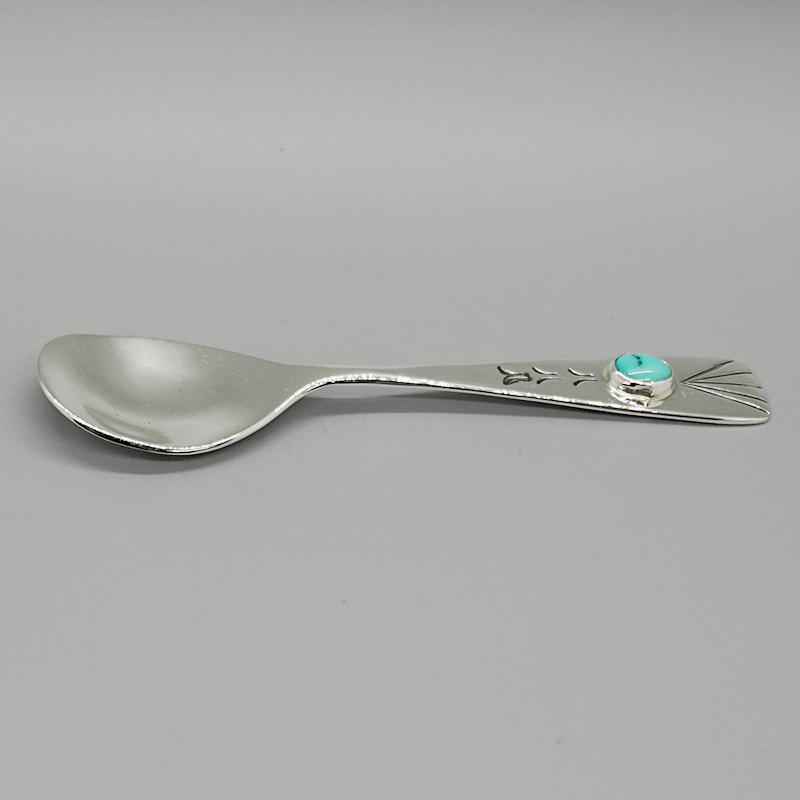 TURQUOISE & STERLING SILVER BABY SPOON by HARRISON YAZZIE – NAVAJO