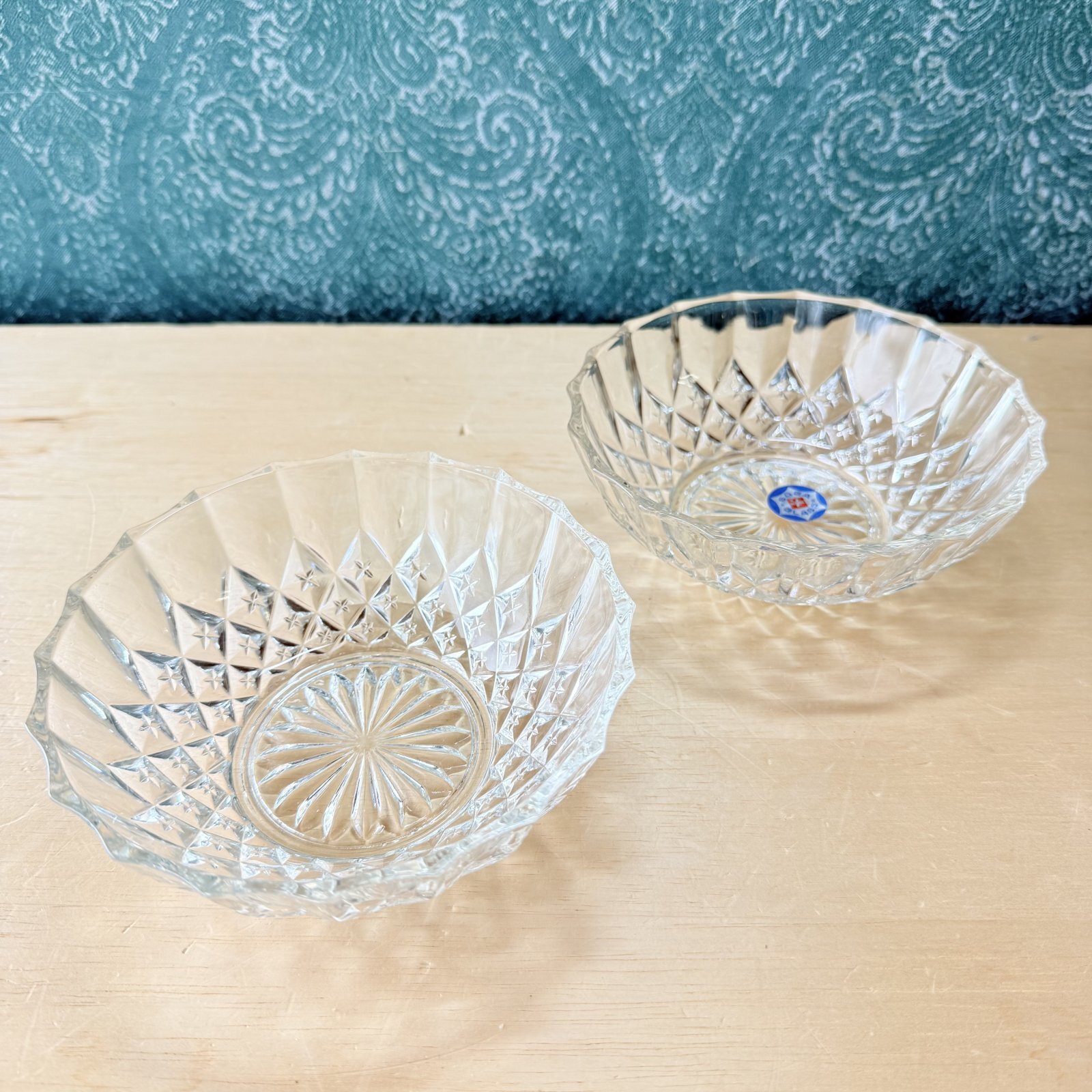 佐々木ガラス sasaki 花模様 カットガラスの器 サラダボウル 2個セット